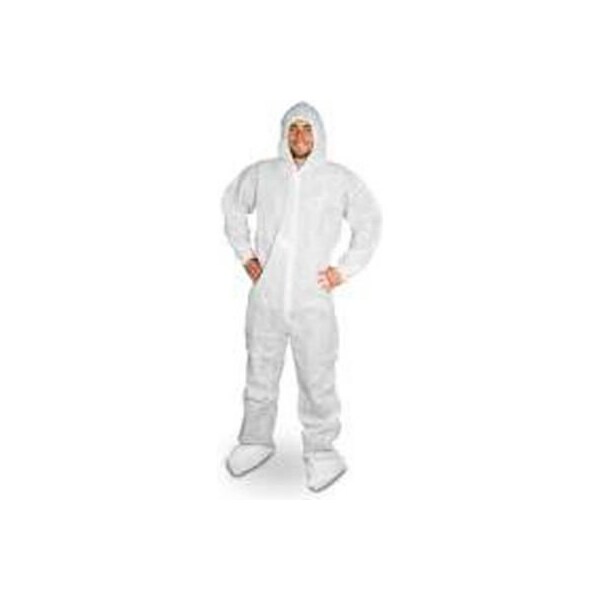 Keystone Safety HD Polypropylene Coverall/Bunny Suit, Attached Hood & Boots, Zipper Front, White, 3XL, 25/CS CVL-NW-HD-WHITE-B-3XL - main